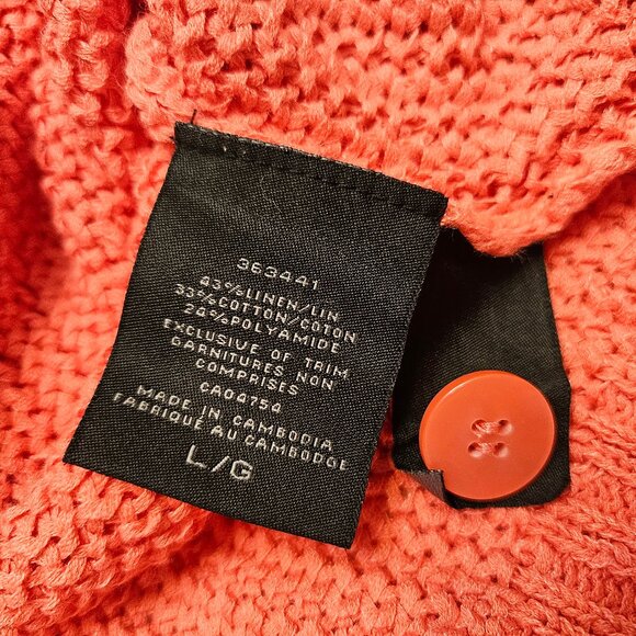Kenneth Cole Women's Coral Linen Blend Knit Buttons Up Cardigan Size: L - Picture 8 of 10